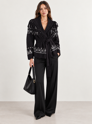 ANAISE FAIRISLE CARDIGAN - DARK GRAY