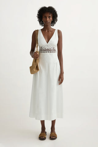 VEDA V-NECK DRESS - VINTAGE WHITE