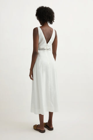 VEDA V-NECK DRESS - VINTAGE WHITE