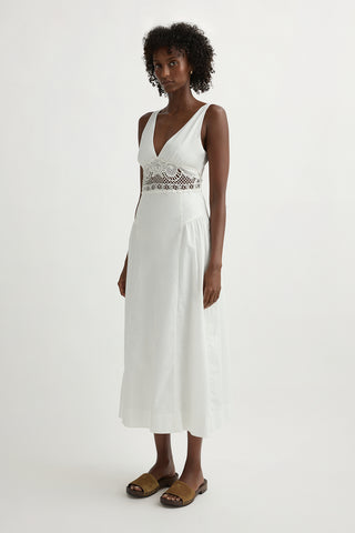 VEDA V-NECK DRESS - VINTAGE WHITE