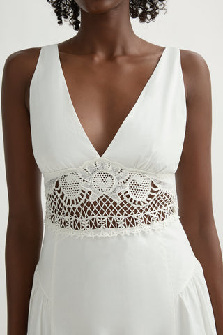 VEDA V-NECK DRESS - VINTAGE WHITE