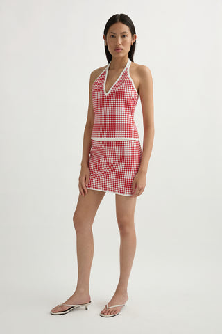 MICAH HALTER TOP - RED GINGHAM