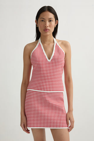 MICAH HALTER TOP - RED GINGHAM