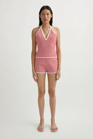MICAH HALTER TOP - RED GINGHAM