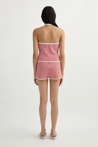 MICAH HALTER TOP - RED GINGHAM