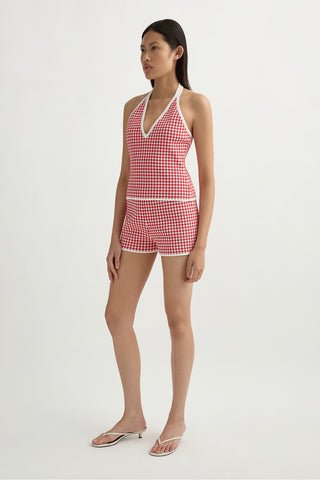 MICAH HALTER TOP - RED GINGHAM