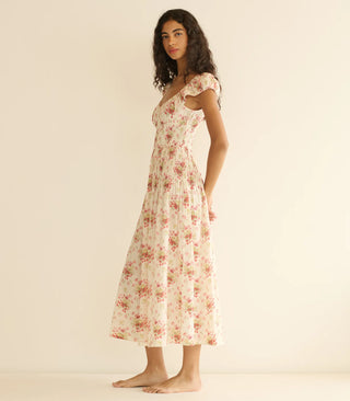 QUINETTE DRESS - IVORY LANTANA FLORAL
