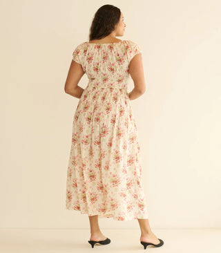 QUINETTE DRESS - IVORY LANTANA FLORAL