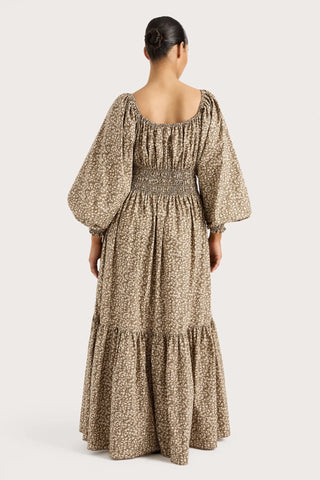 FAITHFULL | FLEUR MAXI DRESS - MIROC LEAVES WALNUT