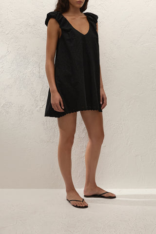 CLEMENTINA MINI DRESS LUCY BRODERIE - BLACK