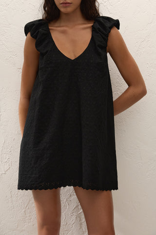 CLEMENTINA MINI DRESS LUCY BRODERIE - BLACK