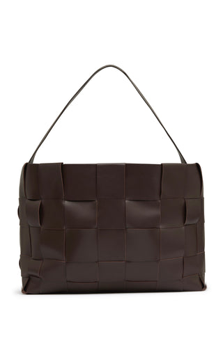 WOVEN LARGE TOTE - CHOCOLATE