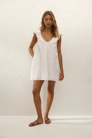 CLEMENTINA MINI DRESS LUCY BRODERIE - WHITE