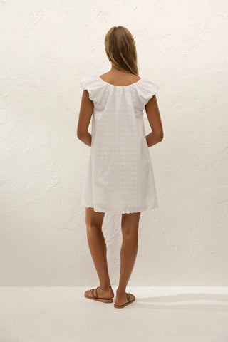 CLEMENTINA MINI DRESS LUCY BRODERIE - WHITE