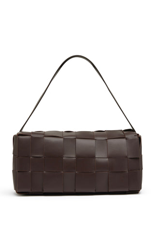 WOVEN ENVELOPE SLIM TOTE - CHOCOLATE