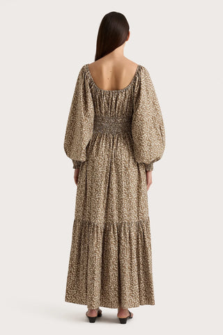 FAITHFULL | FLEUR MAXI DRESS - MIROC LEAVES WALNUT