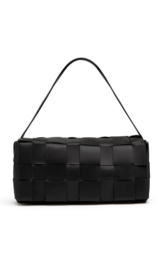 WOVEN ENVELOPE SLIM TOTE - BLACK