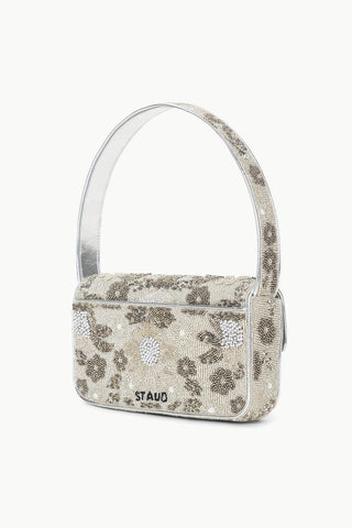 STAUD | TOMMY BEADED BAG SILVER GARDEN PARTY