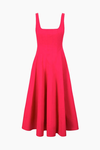 STAUD | WELLS MIDI DRESS - CHERRY