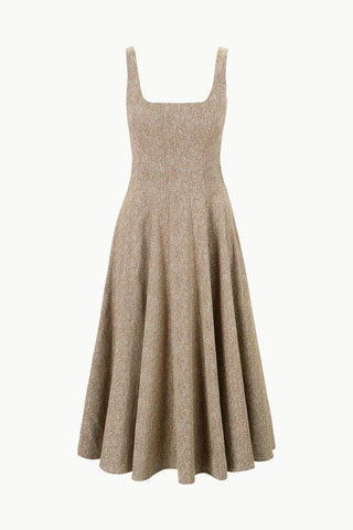 STAUD | WELLS DRESS MOCHA HERRINGBONE