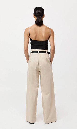 ST. AGNI | COTTON PAPERBAG WAIST TROUSERS - CHAMPAGNE