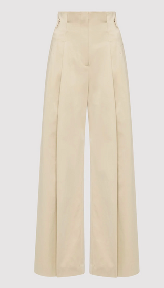 ST. AGNI | COTTON PAPERBAG WAIST TROUSERS - CHAMPAGNE