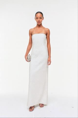 VANESSA EMBELLISHED BUSTIER MIDI DRESS