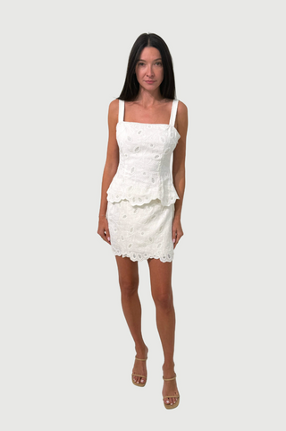 DELANEY EMBROIDERED LINEN MINI SKIRT