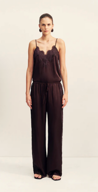 SIMONA LACE SIDE PANEL PANT - ESPRESSO