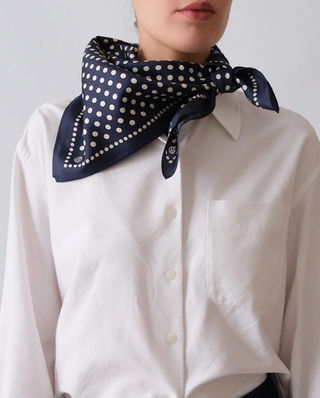 POLKA DOT SCARF - NAVY