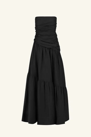 SHONA JOY | MAIORI STRAPLESS TIERED MAXI DRESS - BLACK