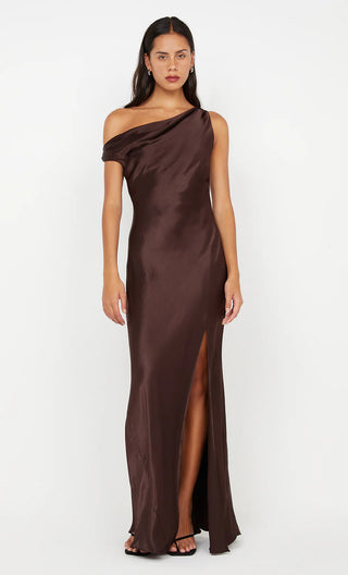 SOL ASYM DRESS - CHOCOLATE