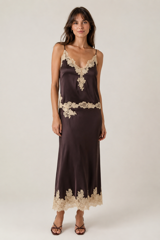 KIRA TOP - EQUESTRIAN BROWN WITH CREAM LACE