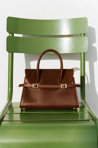 RIVER MINI SUEDE HANDLE BAG - CACAO
